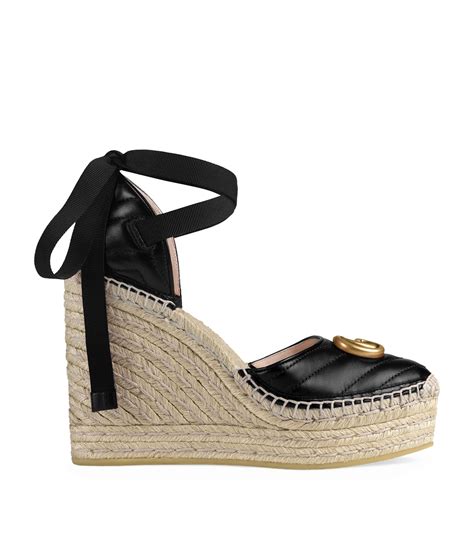 black leather gucci wedge shoes|Gucci shoes espadrilles.